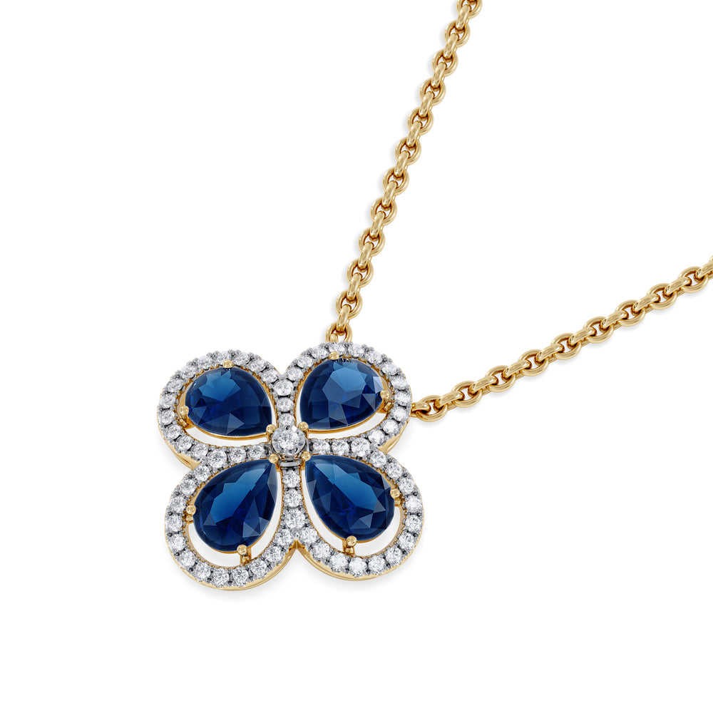 Bloom 3.40ct Lab Sapphire and Lab Diamond Necklace in 18K Yellow Gold