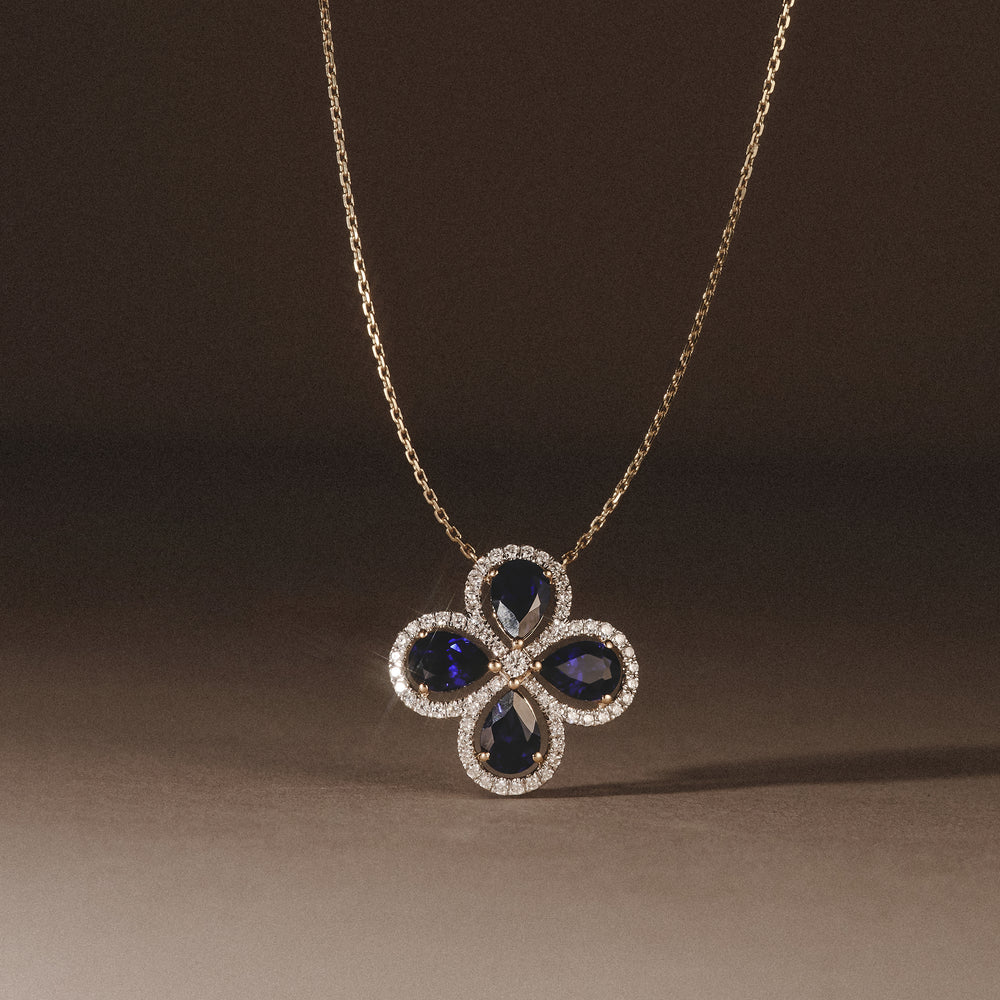 Bloom 3.40ct Lab Sapphire and Lab Diamond Necklace in 18K Yellow Gold