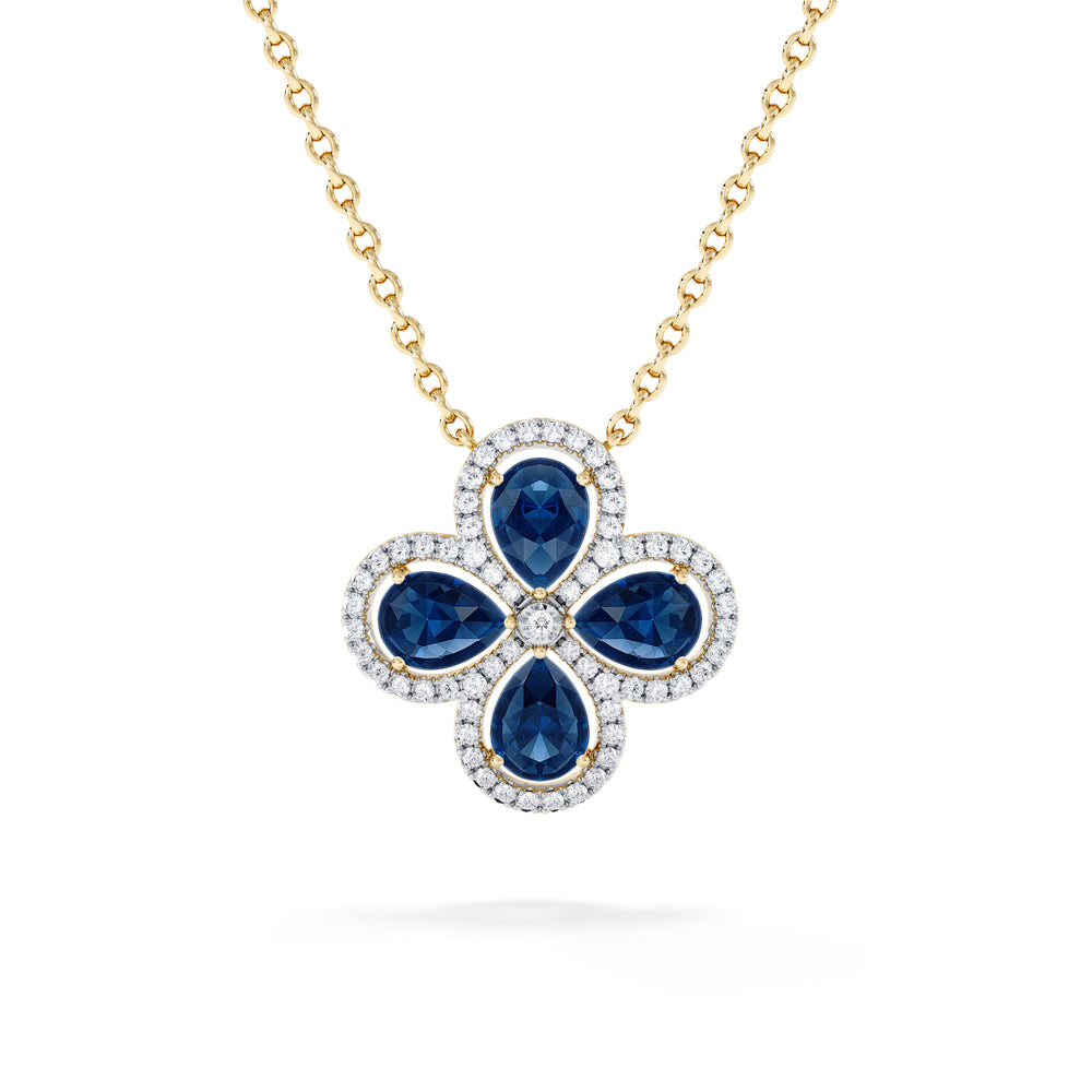 Bloom 3.40ct Lab Sapphire and Lab Diamond Necklace in 18K Yellow Gold