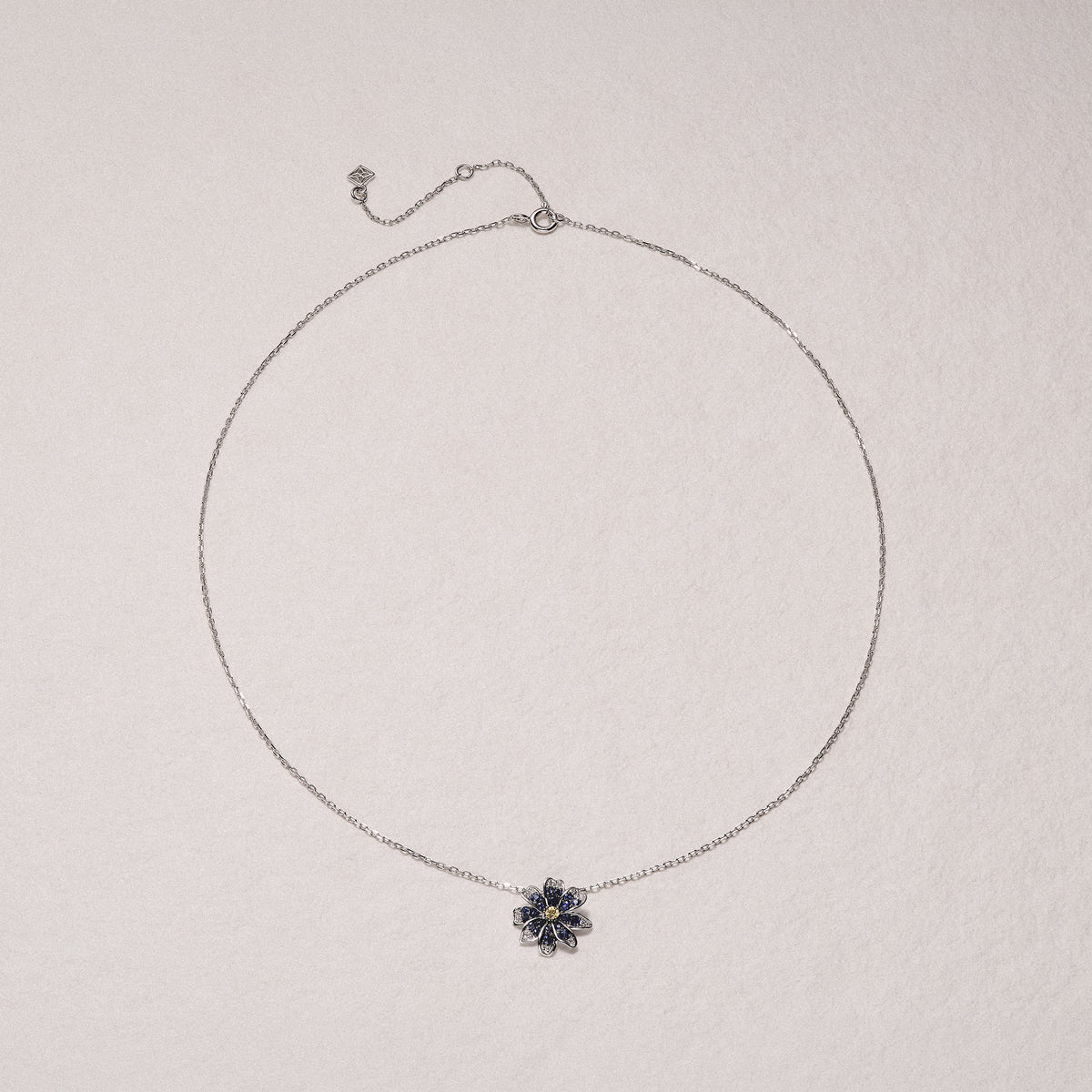 Stellato 0.46ct Lab Yellow and Blue Sapphire Flower Pendant Necklace in Sterling Silver