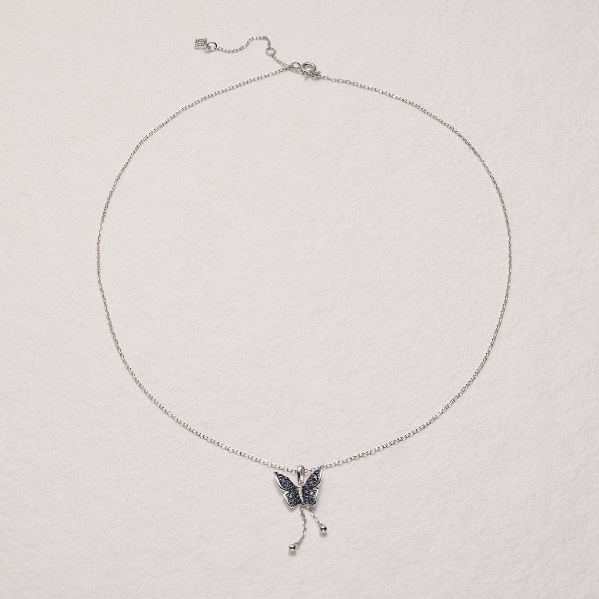 Stellato 0.50ct Lab Sapphire Butterfly Pendant Necklace in Sterling Silver