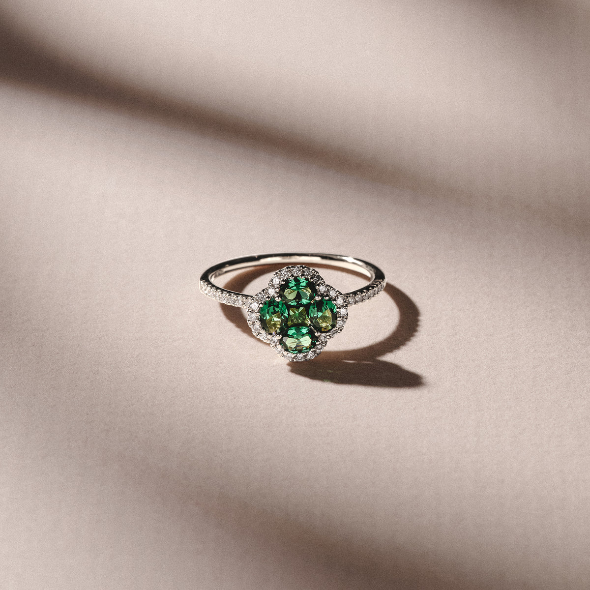 Alegria 0.75ct Lab Emerald Halo Ring in Sterling Silver