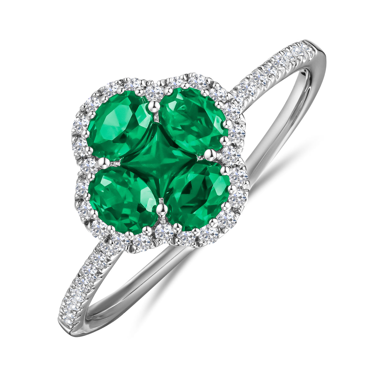 Alegria 0.75ct Lab Emerald Halo Ring in Sterling Silver