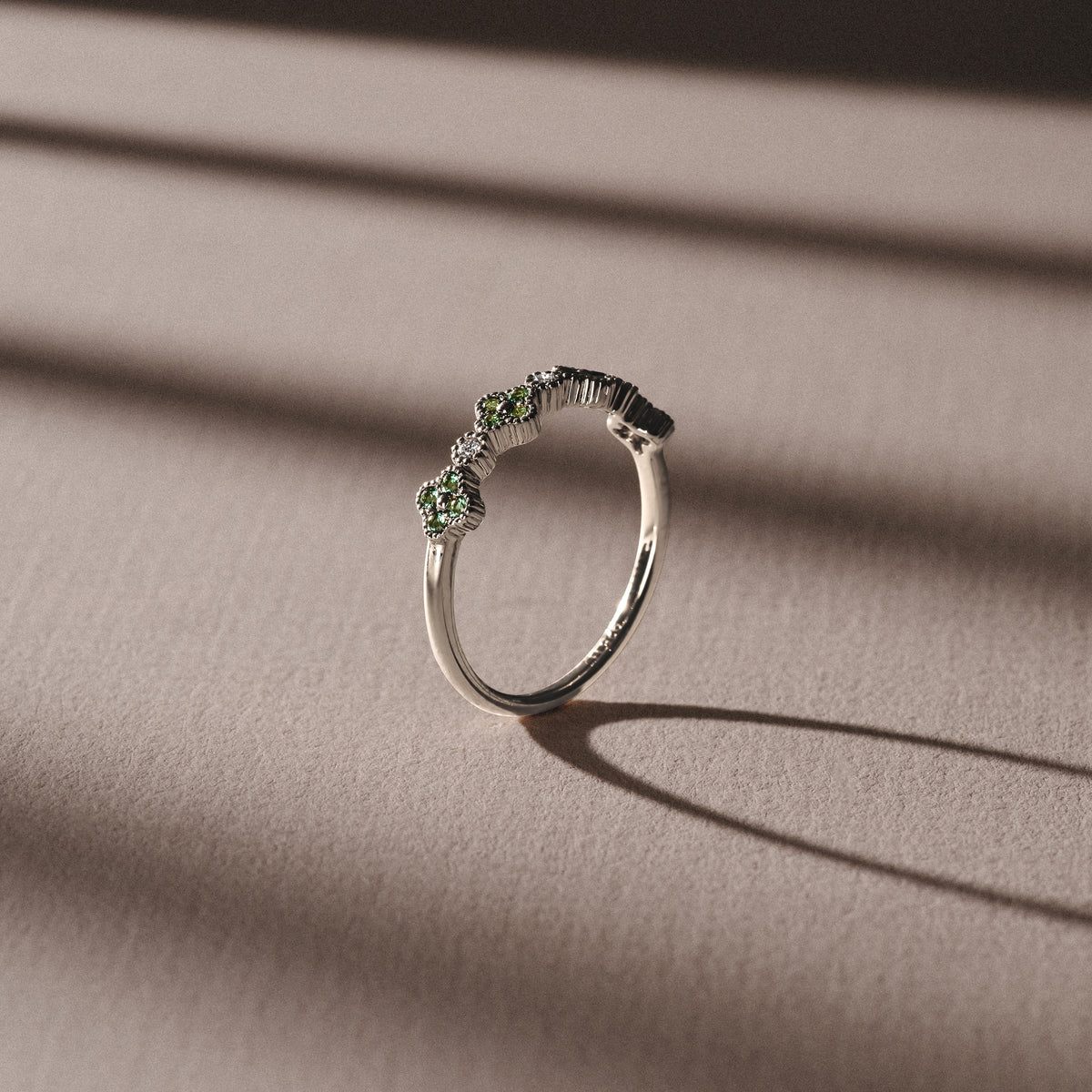 Alegria 0.18ct Lab Emerald 4 Clover Ring in Sterling Silver