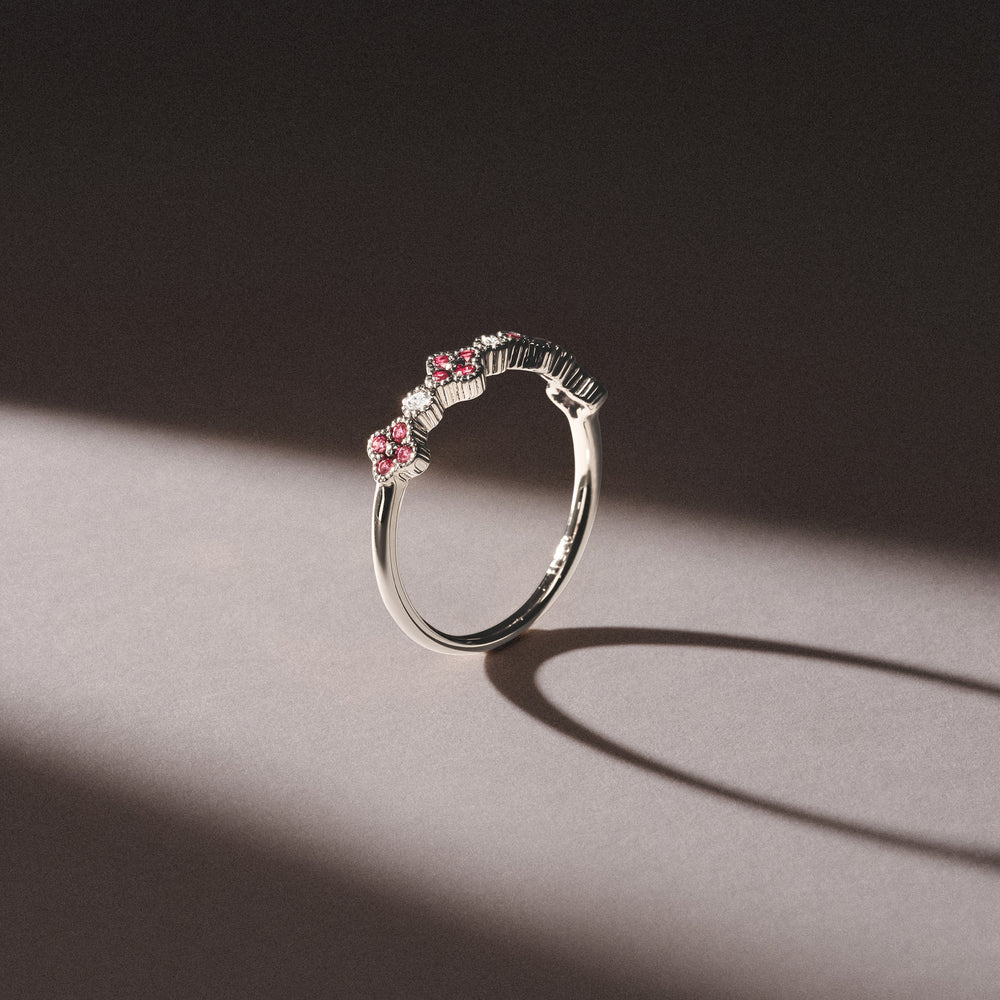 Alegria 0.18ct Lab Ruby 4 Clover Ring in Sterling Silver