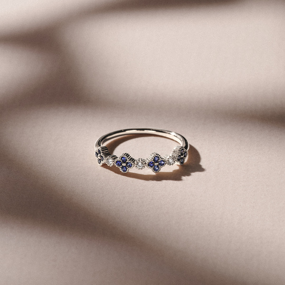 Alegria 0.25ct Lab Sapphire 4 Clover Ring in Sterling Silver