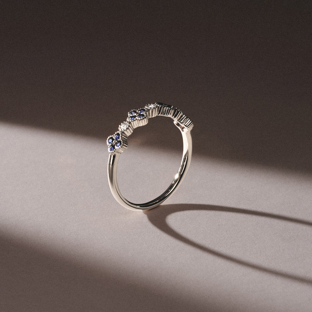 Alegria 0.25ct Lab Sapphire 4 Clover Ring in Sterling Silver