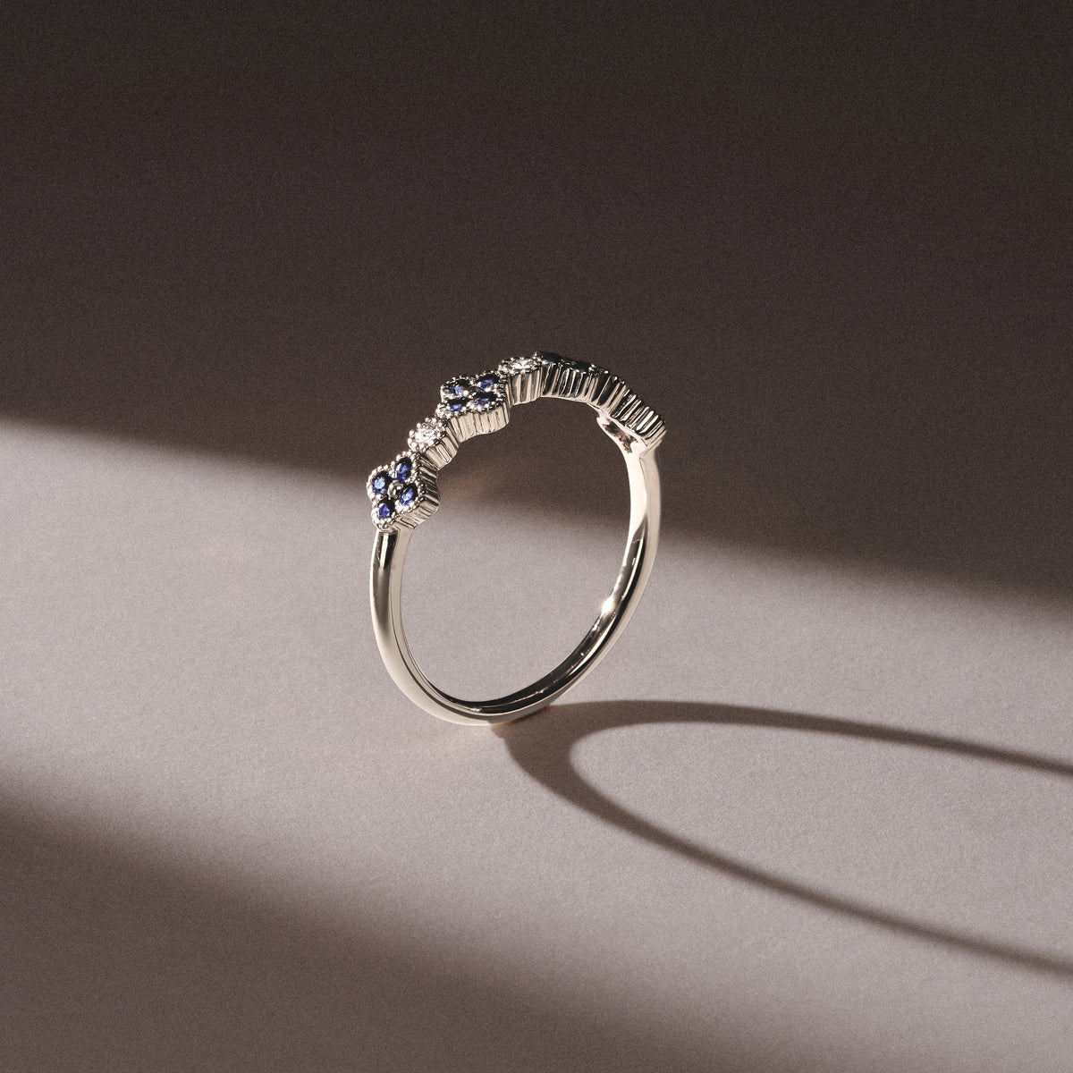 Alegria 0.25ct Lab Sapphire 4 Clover Ring in Sterling Silver