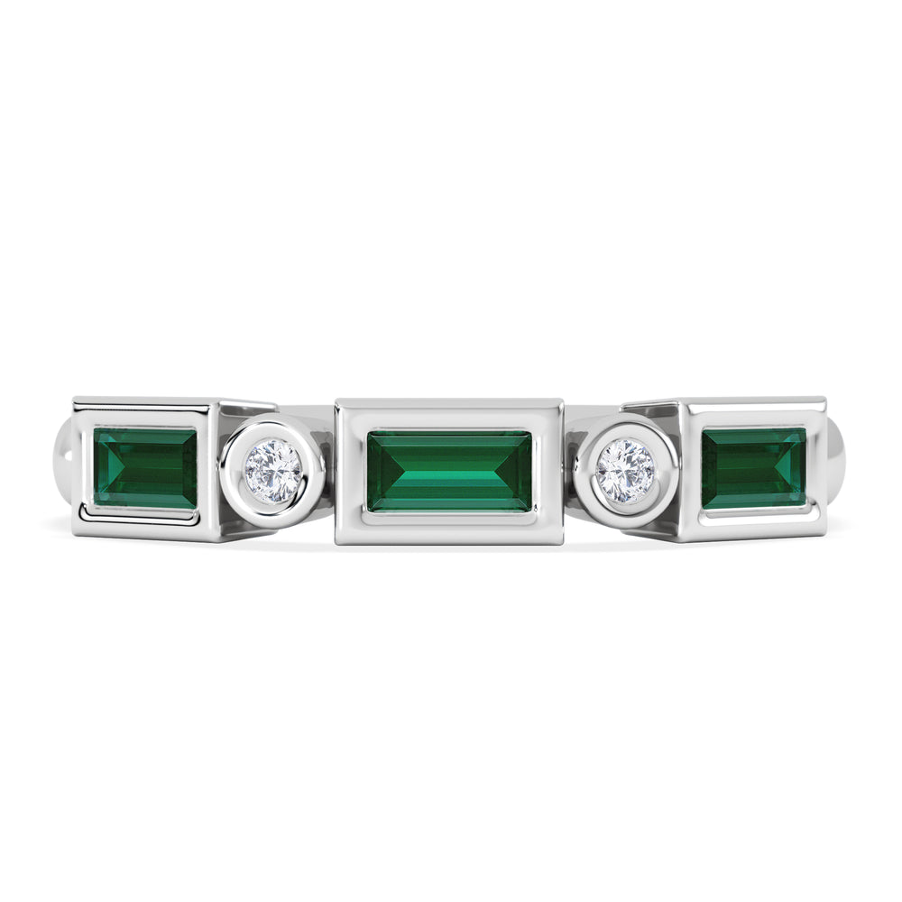 Forme 0.37ct Baguette Cut Lab Emerald 5 Stone Ring in Sterling Silver