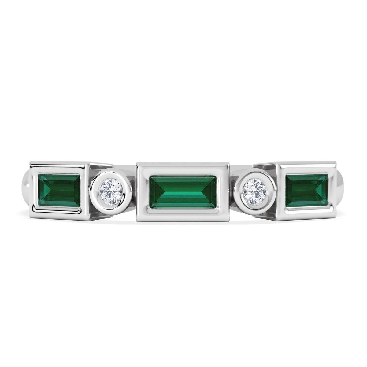 Forme 0.37ct Baguette Cut Lab Emerald 5 Stone Ring in Sterling Silver
