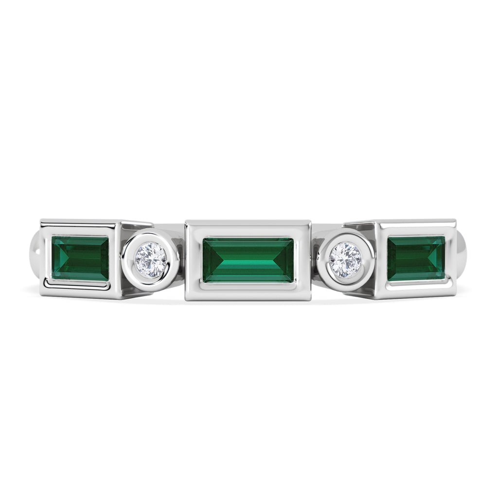 Forme 0.37ct Baguette Cut Lab Emerald 5 Stone Ring in Sterling Silver