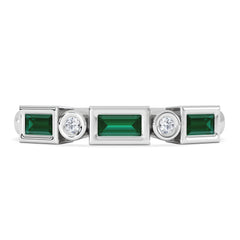 Forme 0.37ct Baguette Cut Lab Emerald 5 Stone Ring in Sterling Silver