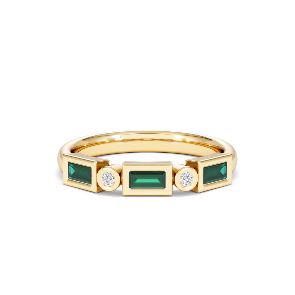 Forme 0.37ct Baguette Cut Lab Emerald 5 Stone Ring in 18K Gold Vermeil