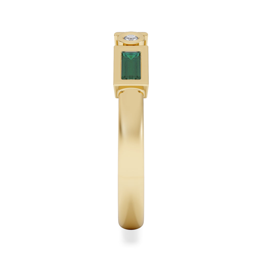 Forme 0.37ct Baguette Cut Lab Emerald 5 Stone Ring in 18K Gold Vermeil