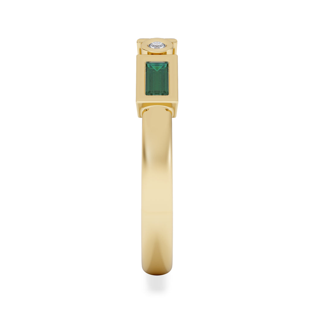 Forme 0.37ct Baguette Cut Lab Emerald 5 Stone Ring in 18K Gold Vermeil