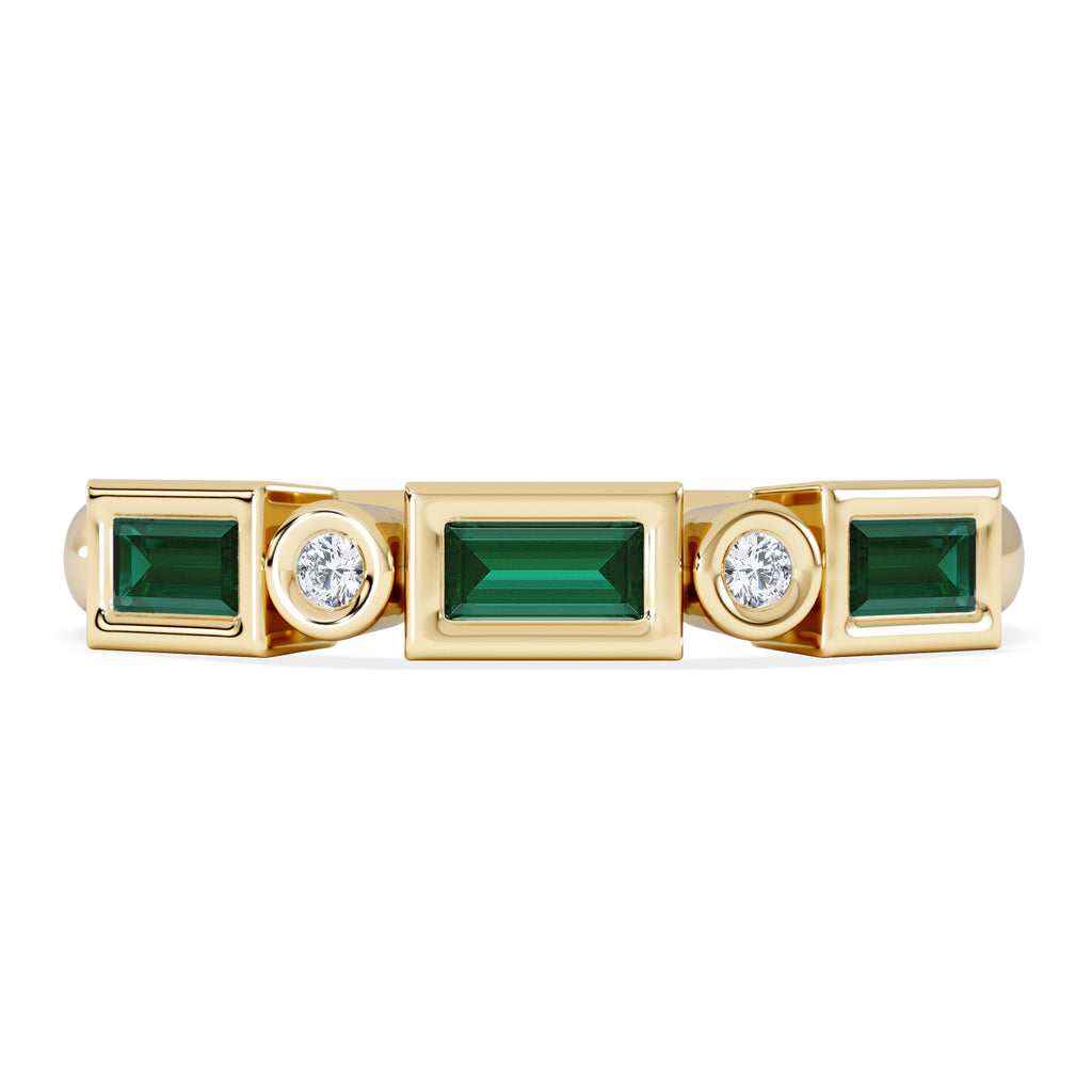 Forme 0.37ct Baguette Cut Lab Emerald 5 Stone Ring in 18K Gold Vermeil