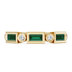 Forme 0.37ct Baguette Cut Lab Emerald 5 Stone Ring in 18K Gold Vermeil
