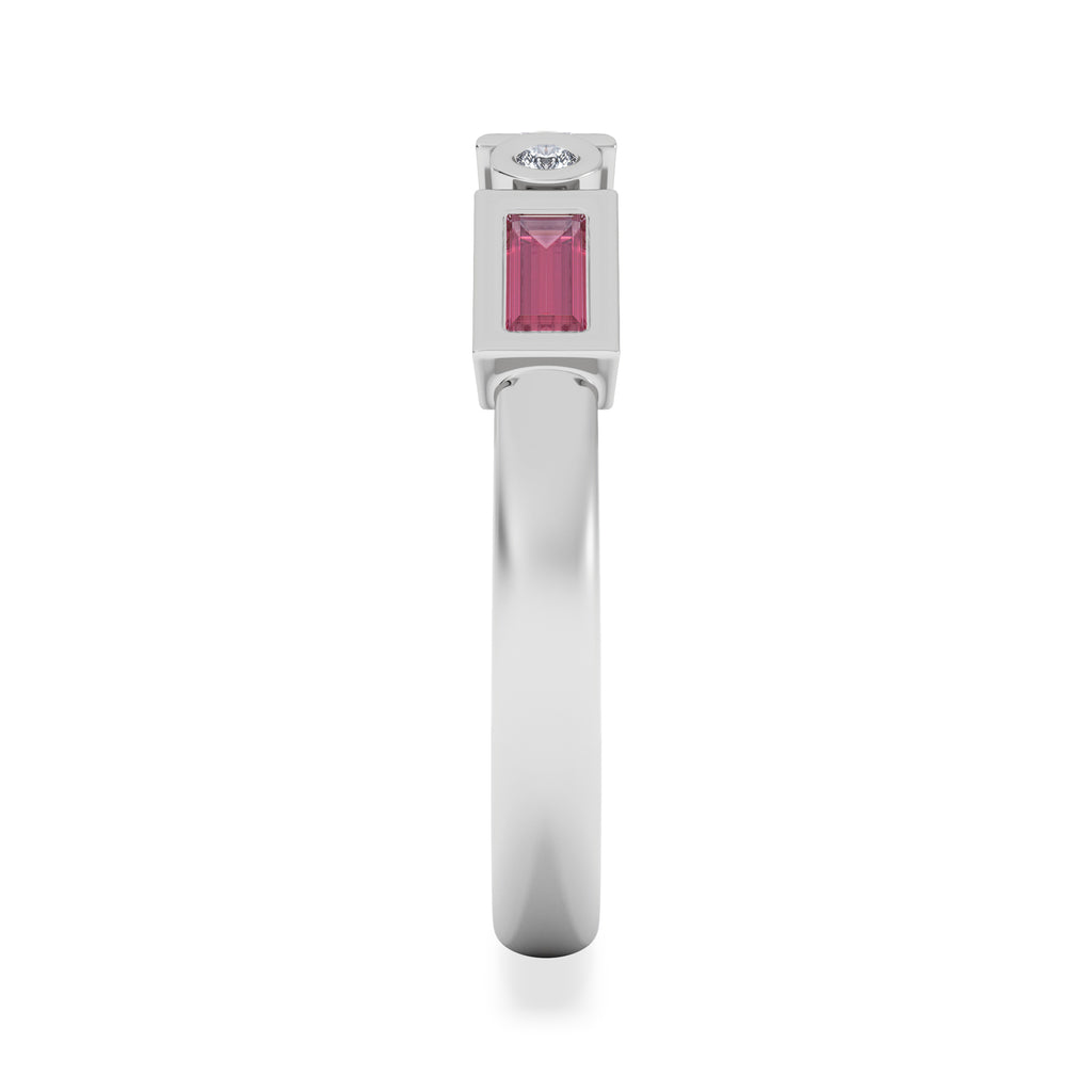 Forme 0.37ct Baguette Cut Lab Ruby 5 Stone Ring in Sterling Silver