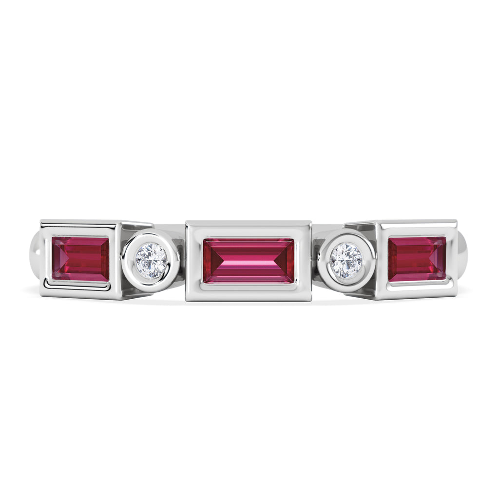 Forme 0.37ct Baguette Cut Lab Ruby 5 Stone Ring in Sterling Silver