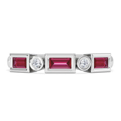 Forme 0.37ct Baguette Cut Lab Ruby 5 Stone Ring in Sterling Silver