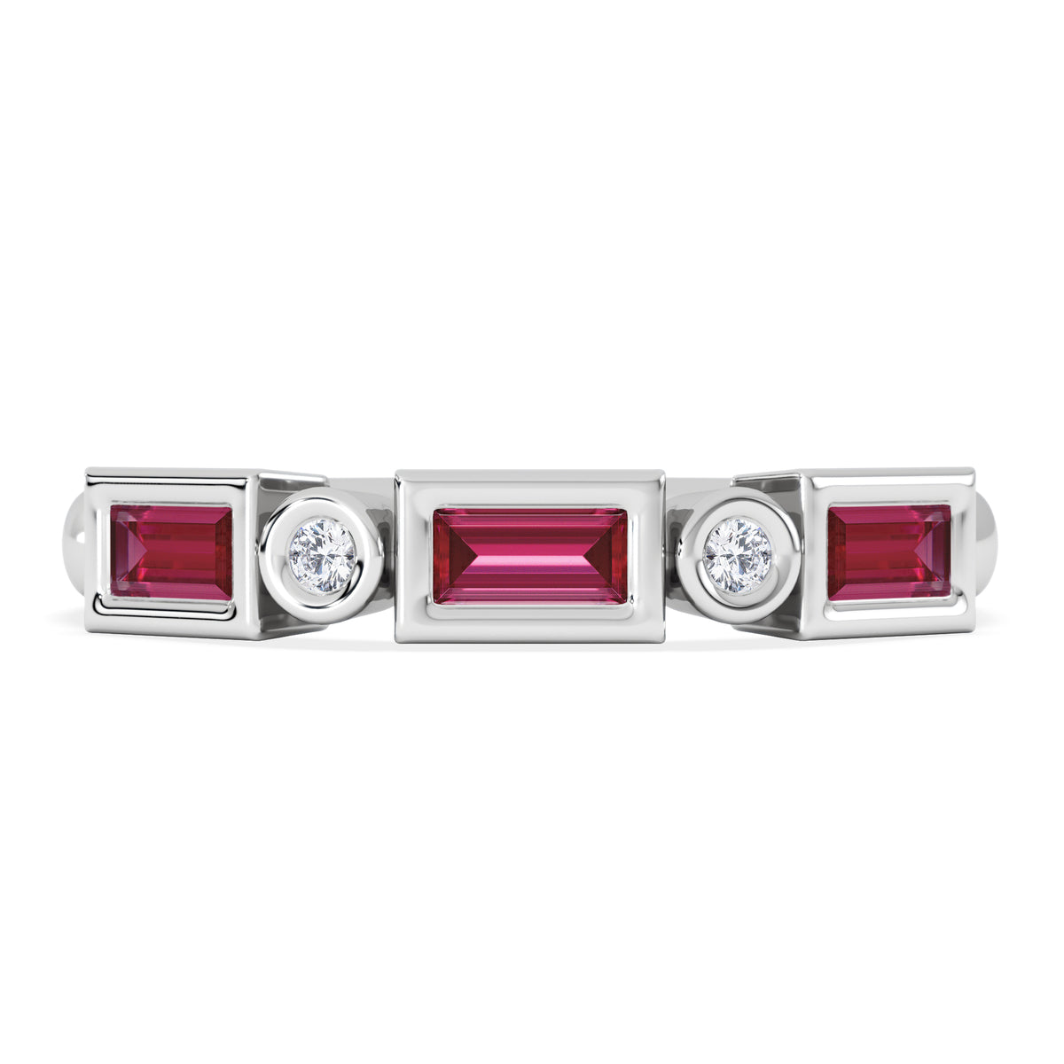 Forme 0.37ct Baguette Cut Lab Ruby 5 Stone Ring in Sterling Silver