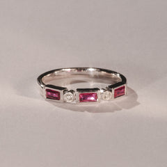Forme 0.37ct Baguette Cut Lab Ruby 5 Stone Ring in Sterling Silver