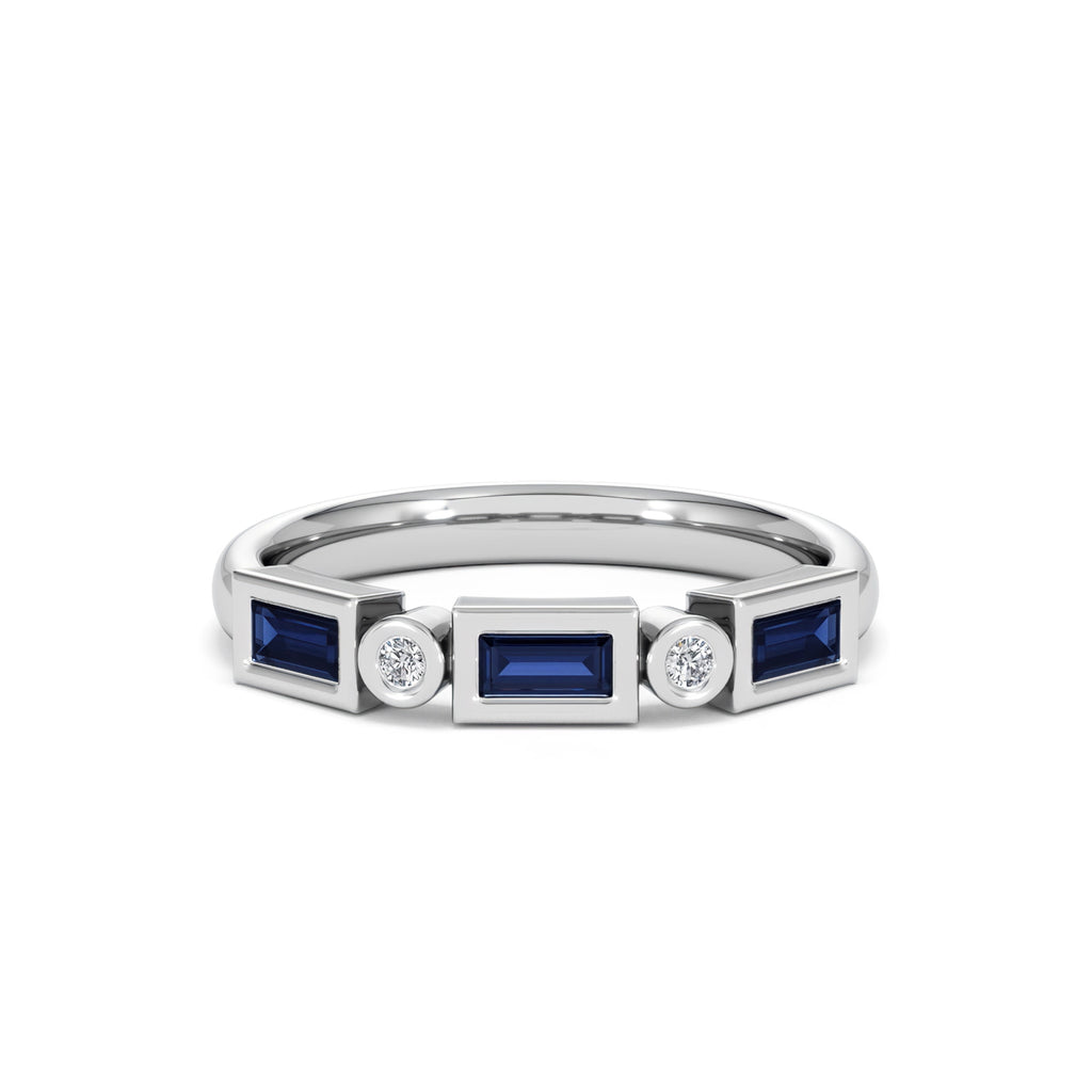 Forme 0.48ct Baguette Cut Lab Sapphire 5 Stone Ring in Sterling Silver