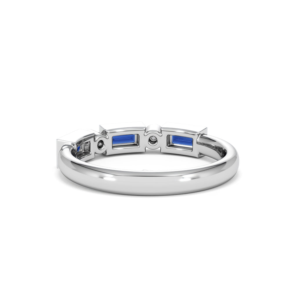 Forme 0.48ct Baguette Cut Lab Sapphire 5 Stone Ring in Sterling Silver