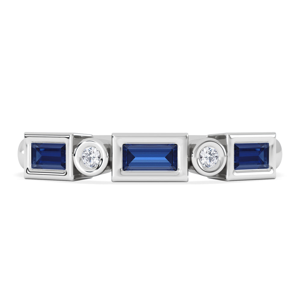 Forme 0.48ct Baguette Cut Lab Sapphire 5 Stone Ring in Sterling Silver