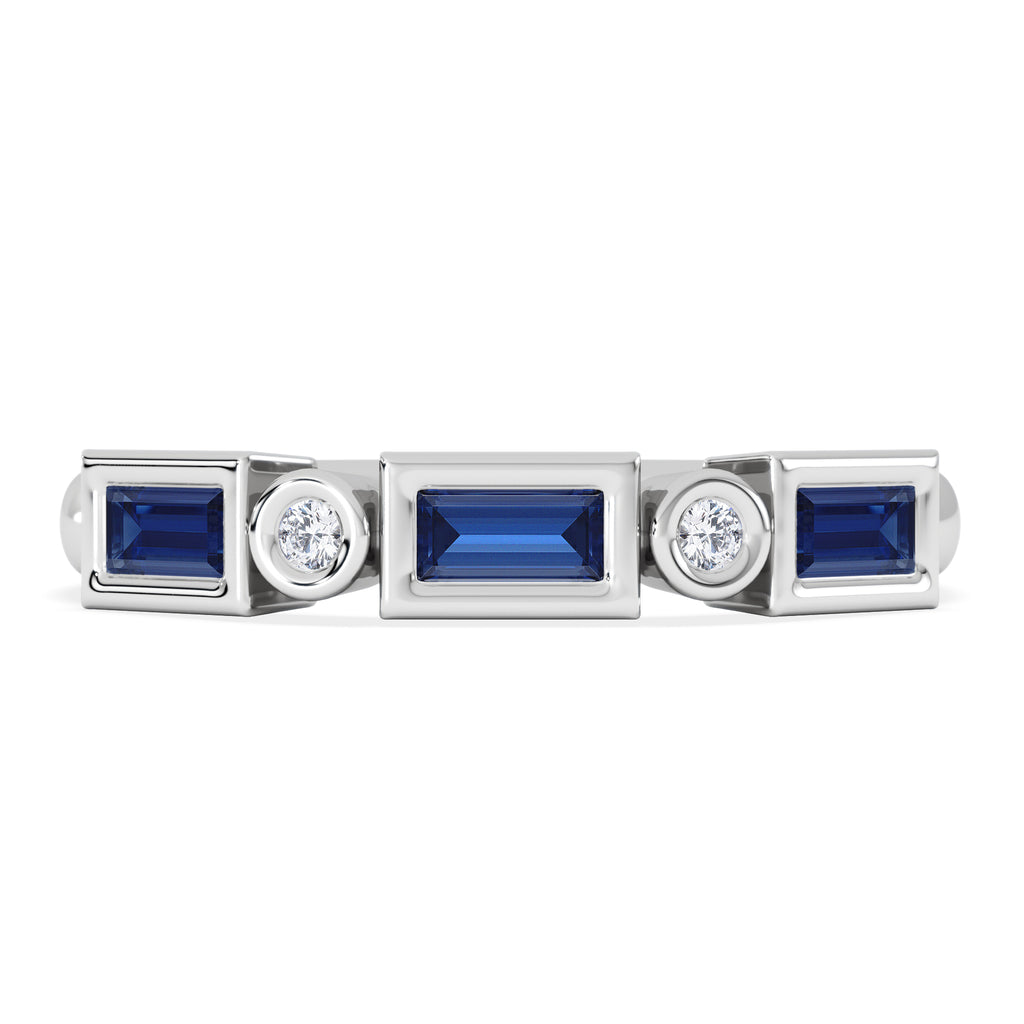 Forme 0.48ct Baguette Cut Lab Sapphire 5 Stone Ring in Sterling Silver