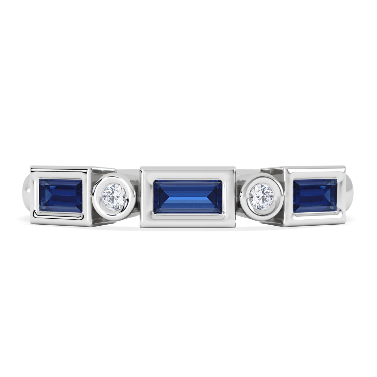 Forme 0.48ct Baguette Cut Lab Sapphire 5 Stone Ring in Sterling Silver