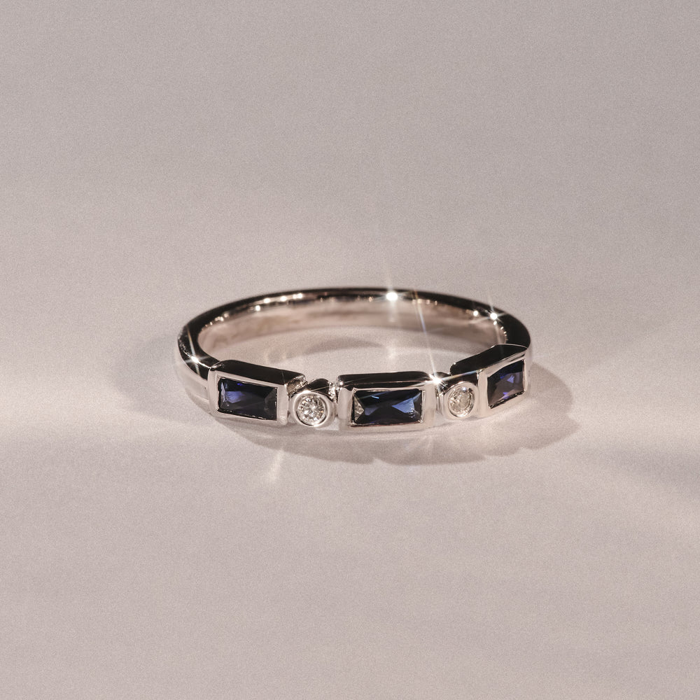 Forme 0.48ct Baguette Cut Lab Sapphire 5 Stone Ring in Sterling Silver