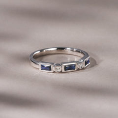 Forme 0.48ct Baguette Cut Lab Sapphire 5 Stone Ring in Sterling Silver