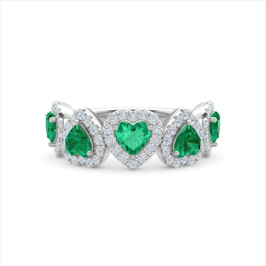 Chérie 1.70ct Heart Cut Lab Emerald and Lab Diamond Halo Ring in Sterling Silver