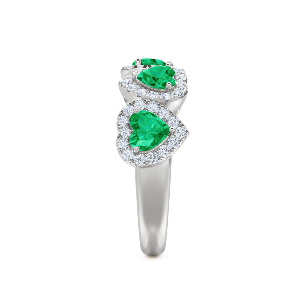 Chérie 1.70ct Heart Cut Lab Emerald and Lab Diamond Halo Ring in Sterling Silver