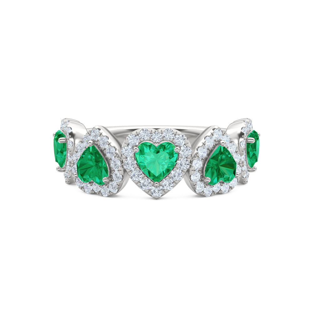 Chérie 1.70ct Heart Cut Lab Emerald and Lab Diamond Halo Ring in Sterling Silver