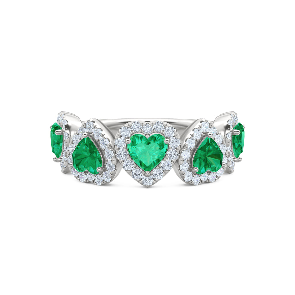 Chérie 1.70ct Heart Cut Lab Emerald and Lab Diamond Halo Ring in Sterling Silver