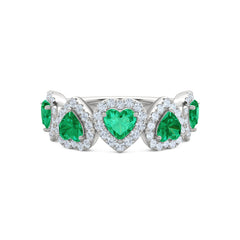 Chérie 1.70ct Heart Cut Lab Emerald and Lab Diamond Halo Ring in Sterling Silver