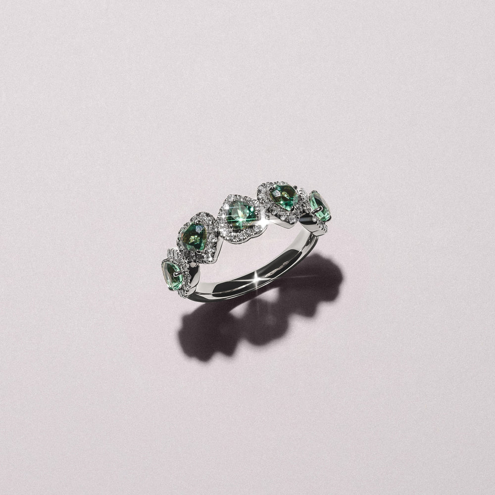Chérie 1.80ct Heart Cut Lab Sapphire and Lab Diamond Halo Ring in Sterling Silver