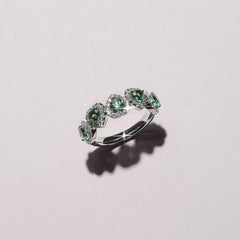 Chérie 1.80ct Heart Cut Lab Sapphire and Lab Diamond Halo Ring in Sterling Silver