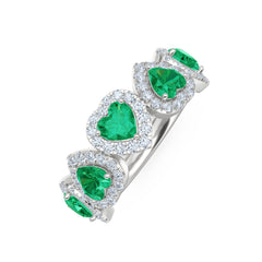 Chérie 1.70ct Heart Cut Lab Emerald and Lab Diamond Halo Ring in Sterling Silver