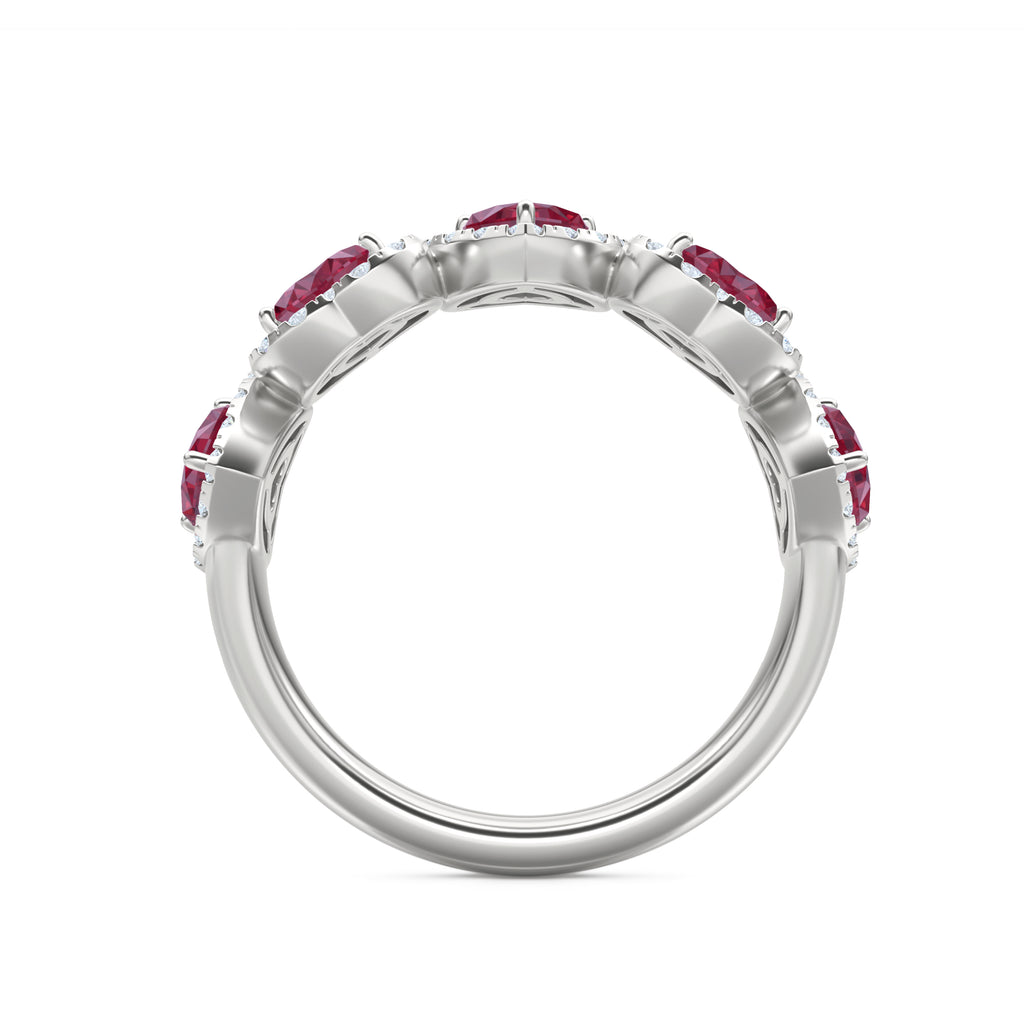 Chérie 1.80ct Heart Cut Lab Ruby and Lab Diamond Halo Ring in Sterling Silver