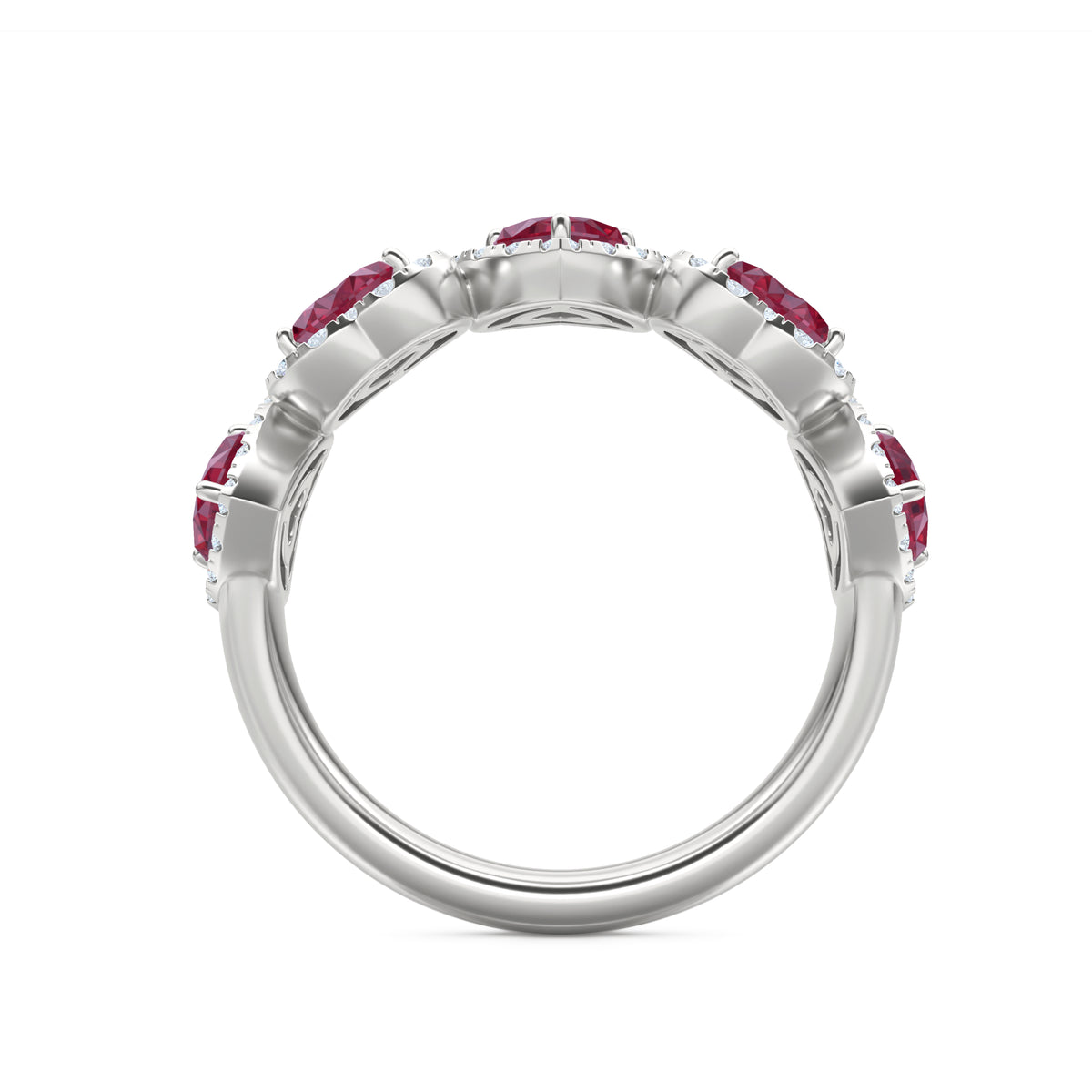 Chérie 1.80ct Heart Cut Lab Ruby and Lab Diamond Halo Ring in Sterling Silver