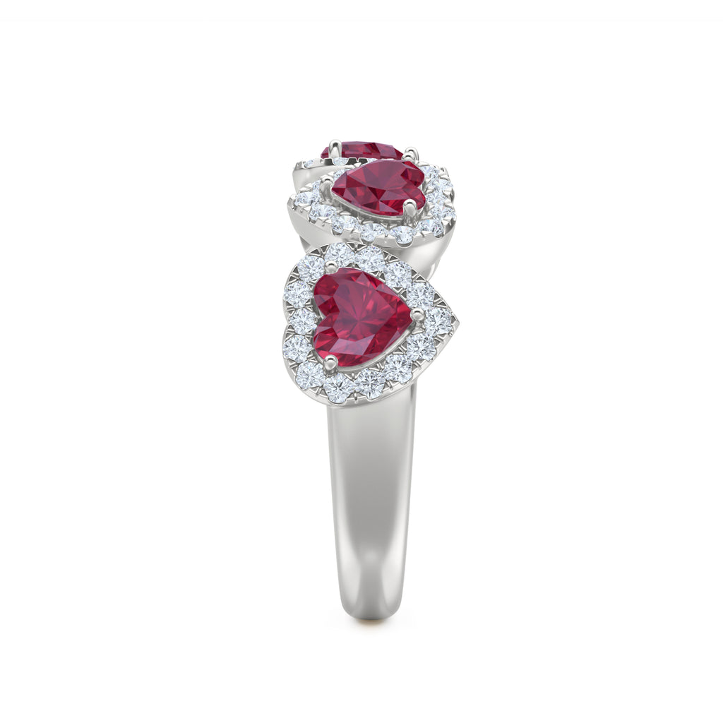Chérie 1.80ct Heart Cut Lab Ruby and Lab Diamond Halo Ring in Sterling Silver