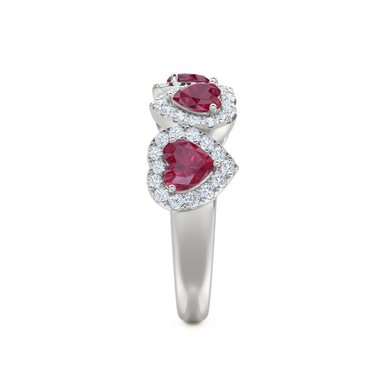Chérie 1.80ct Heart Cut Lab Ruby and Lab Diamond Halo Ring in Sterling Silver