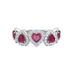 Chérie 1.80ct Heart Cut Lab Ruby and Lab Diamond Halo Ring in Sterling Silver
