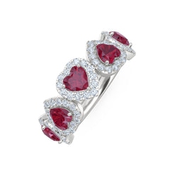 Chérie 1.80ct Heart Cut Lab Ruby and Lab Diamond Halo Ring in Sterling Silver