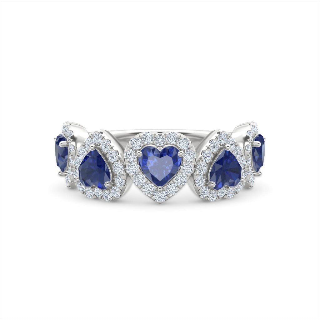 Chérie 1.80ct Heart Cut Lab Sapphire and Lab Diamond Halo Ring in Sterling Silver