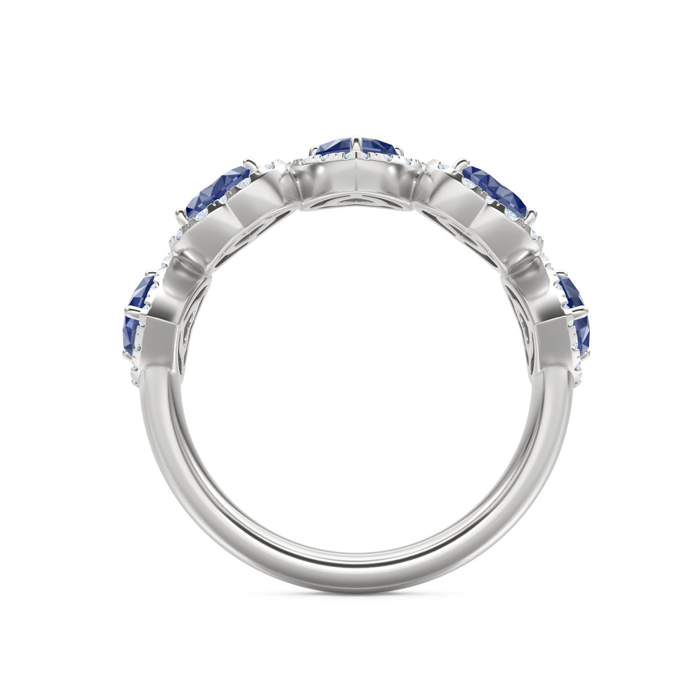 Chérie 1.80ct Heart Cut Lab Sapphire and Lab Diamond Halo Ring in Sterling Silver