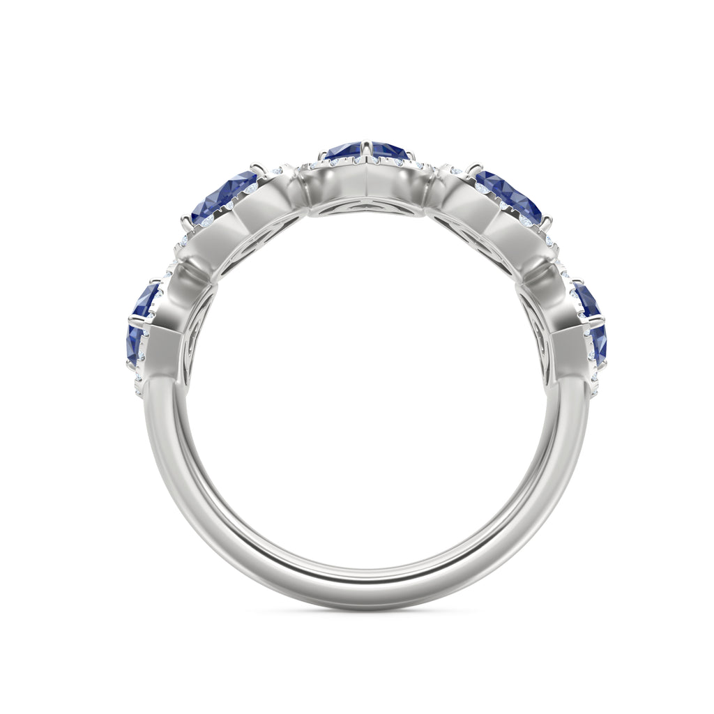 Chérie 1.80ct Heart Cut Lab Sapphire and Lab Diamond Halo Ring in Sterling Silver